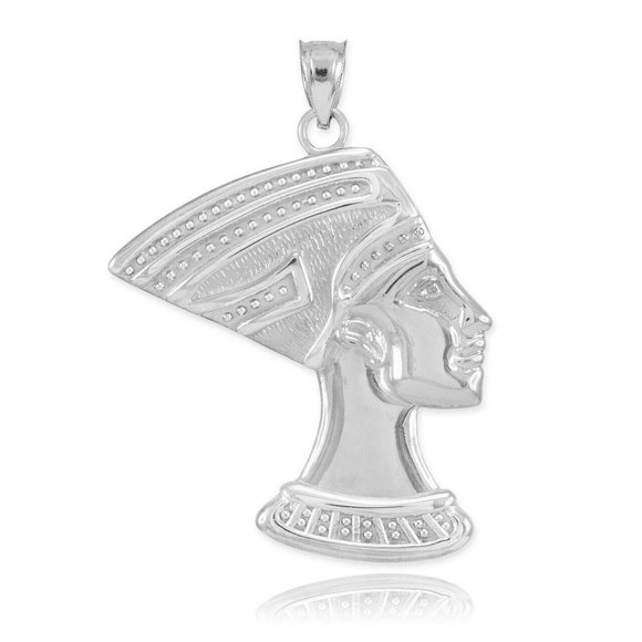 14K White Gold Queen Nefertiti Egypt Mummy Pendant